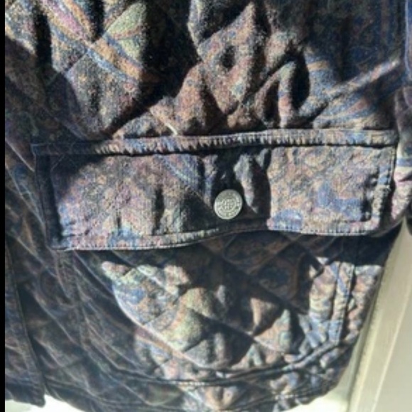 Jones New York Velvet Jewel Tone Paisley Quilted Barn Coat w/Pckts.Petite S Size - Picture 5 of 7
